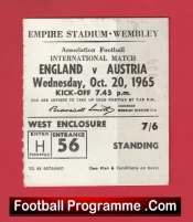 England v Austria 1965 – Match Ticket