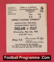 England v Italy 1959 – Match Ticket