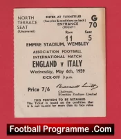 England v Italy 1959 – Match Ticket