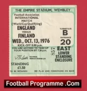 England v Finalnd 1976 – Match Ticket