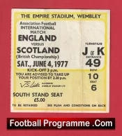 England v Scotland 1977 – Match Ticket