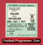 England v Switzerland 1977 – Match Ticket