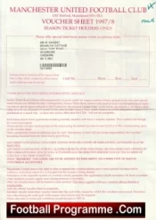 Manchester United Voucher sheet 1997/98 + some vouchers