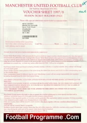 Manchester United Voucher sheet 1997/98 + some vouchers