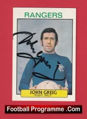 Glasgow Rangers John Greig Autograph Signed Football Card 1970s