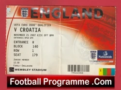 England v Croatia 2007 - Match Ticket Euro 2008 - football memorabilia