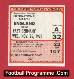 England v Germany 1970 - Football Ticket - football memorabilia