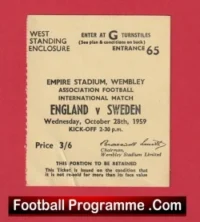 England v Sweden 1959 – Match Ticket
