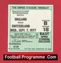 England v Switzerland 1977 – Match Ticket