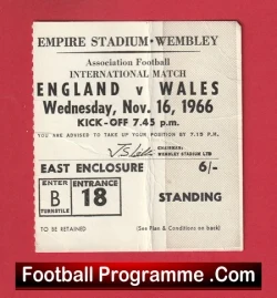 England v Wales 1966 - Football Match Ticket - football memorabilia