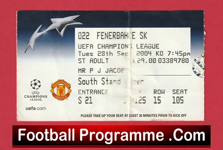 Manchester United v Fenerbahce 2004 - Ticket Wayne Rooney First Match - Image 2