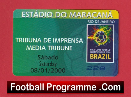 Manchester United v Vasco Da Gamma 2000 Brazil World Club Championship Press Ticket - Image 2