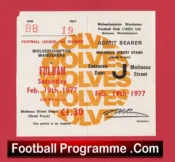 Wolves Wolverhampton v Fulham 1977 – Football Ticket George Best