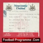 Newcastle United v Manchester United 1999 – Treble Season Match Ticket