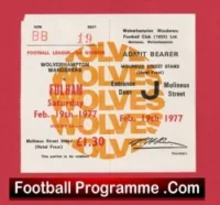 Wolves Wolverhampton v Fulham 1977 – Football Ticket George Best