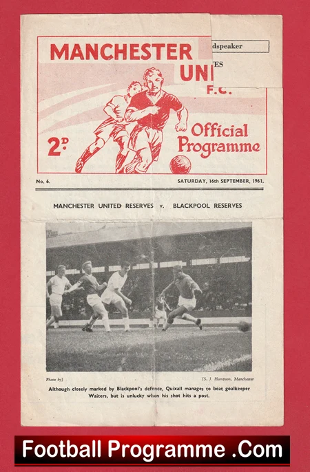 Manchester United v Blackpool 1961 - Reserves Man Utd 61 - Image 2