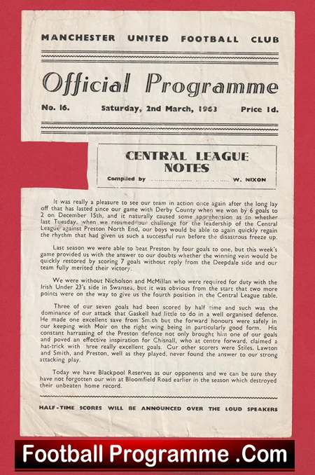Manchester United v Preston 1963 - Man Utd Reserves - Image 2