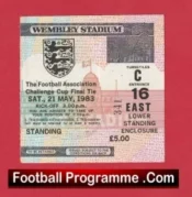 Manchester United v Brighton Hove Albion 1983 – FA Cup Final Match Ticket