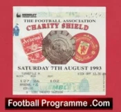 Arsenal v Manchester United 1993 – Charity Shield Match Ticket