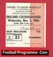 England v Czechoslovakia 1966 – Match Ticket