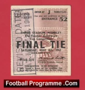 Manchester United v Leicester City 1963 – FA Cup Final Match Ticket