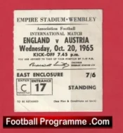 England v Austria 1965 – Football Match Ticket