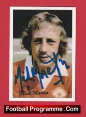 Manchester United Mick Martin Autographed Signed Football Card Man Utd