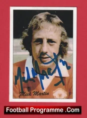 Manchester United Mick Martin Autographed Signed Football Card Man Utd