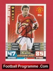 Manchester United Juan Mata Autographed Signed Football Card Man Utd