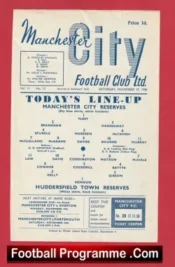Manchester City v Huddersfield Town 1956 – Reserves Denis Law Huddersfield