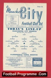 Manchester City v Huddersfield Town 1956 – Reserves Denis Law Huddersfield