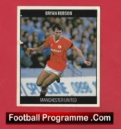 Manchester United Bryan Robson Autograph Signed Football Sticker Man Utd