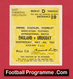 England v Uruguay 1964 - Match Ticket - football memorabilia