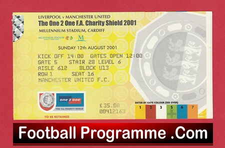 Manchester United v Liverpool 2001 - Charity Shield Ticket Van Nistelrooy Debut - Image 2