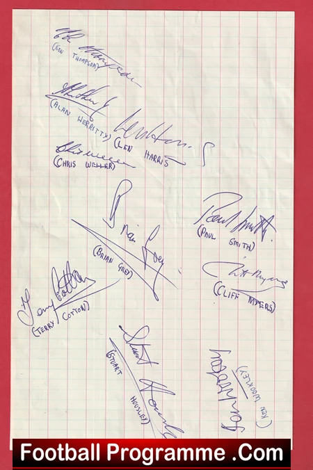 Yeovil Town Football Club Multi Autographed Signed Sheet 1971 1972 - Image 2