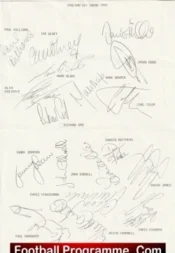 England Football Team Under 21 Multi Autographed Signed Sheet 1991