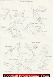 England Football Team Under 21 Multi Autographed Signed Sheet 1991