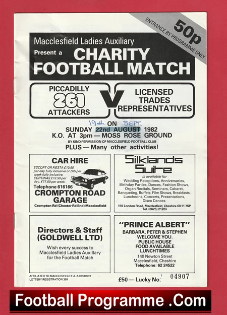 Piccadilly Radio 261 Attackers v Licensed Trade Reps 1982 - Moss Rose - Image 2