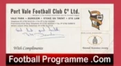 Port Vale Football Club Multi Autographed Signed Compliment slip signed Note Bill Dearden