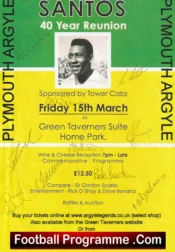 Plymouth Argyle v Santos 1973 – PELE Friendly Brazil Reunion Multi Signed