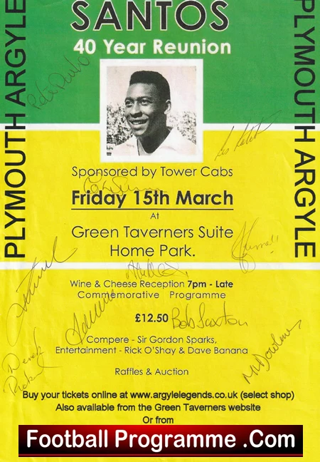Plymouth Argyle v Santos 1973 - PELE Friendly Brazil Reunion Multi Signed - Image 2