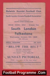 South London v Folkestone 1939 – 1930s Schoolboys Football