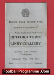 Retford Town v Linby Colliery 1951 – Notts Senior Cup Final