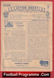 Leyton Orient v Ipswich Town 1958 – Multi Signed Autographed