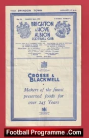 Brighton Hove Albion v Swindon Town 1955 – Multi Signed Autographed