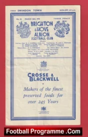 Brighton Hove Albion v Swindon Town 1955 – Multi Signed Autographed