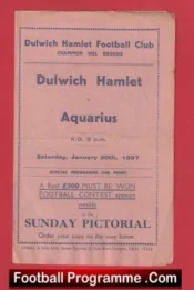 Dulwich Hamlet v Aquarius 1937 – 1930s Old Programmes