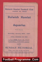 Dulwich Hamlet v Aquarius 1937 – 1930s Old Programmes