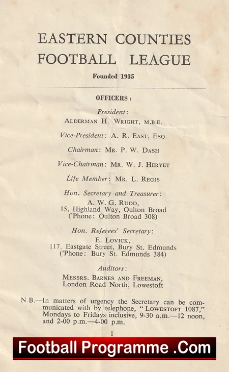 Eastern Counties League Football Handbook 1952 - 1953 - Image 3