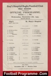 Guys Hospital Rugby v St Marys Hospital 1944 – Rugby Match